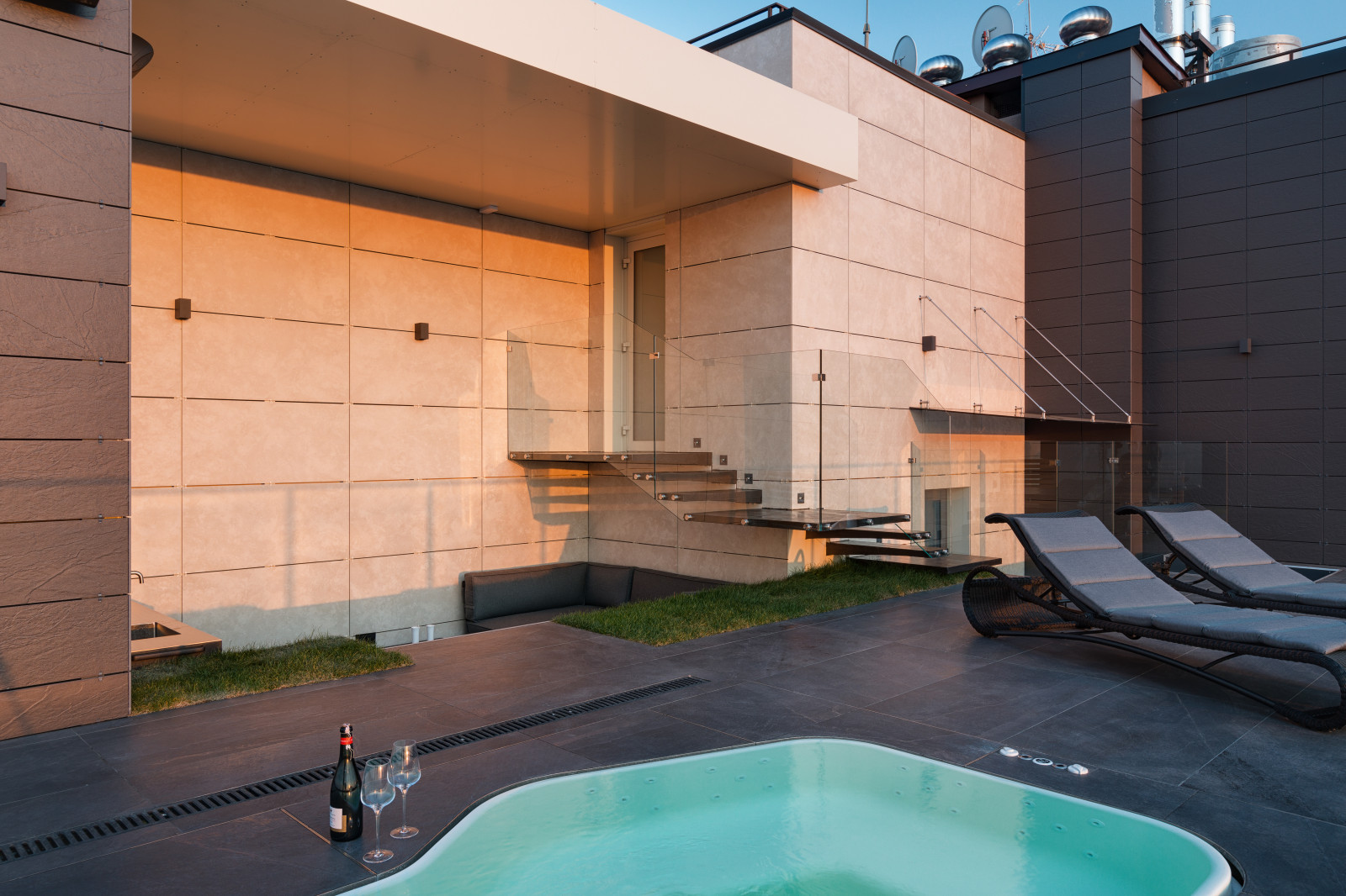 Stylish monochromatic white penthouse