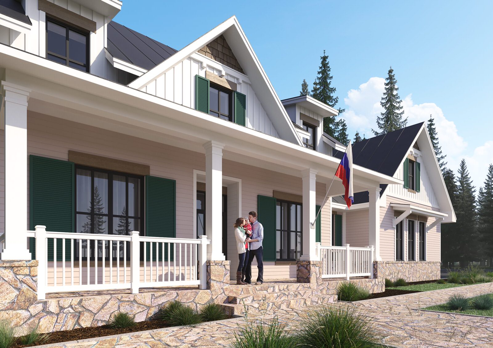 Проект 2-этажного 7-комнатного жилого дома