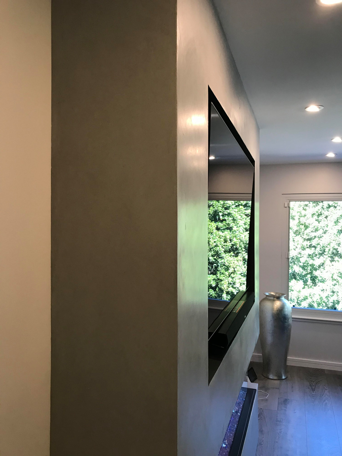 Fireplace. Limestoun plaster / after