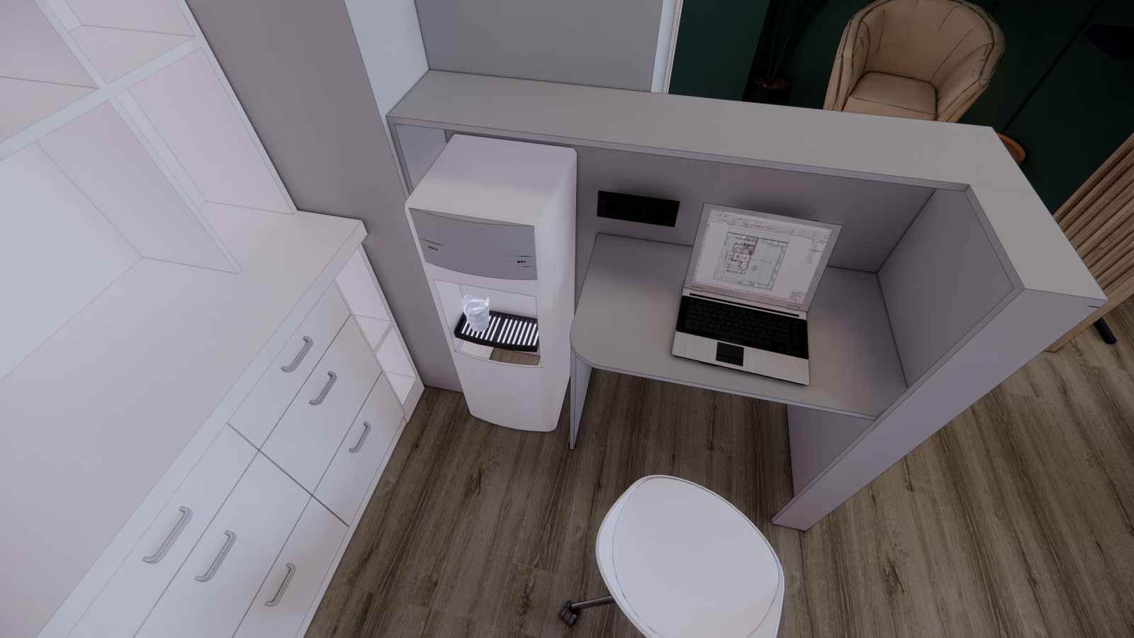 Дизайн-проект студии наращивания волос 30 кв.м.