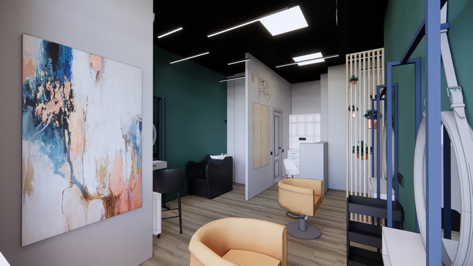 Дизайн-проект студии наращивания волос 30 кв.м.