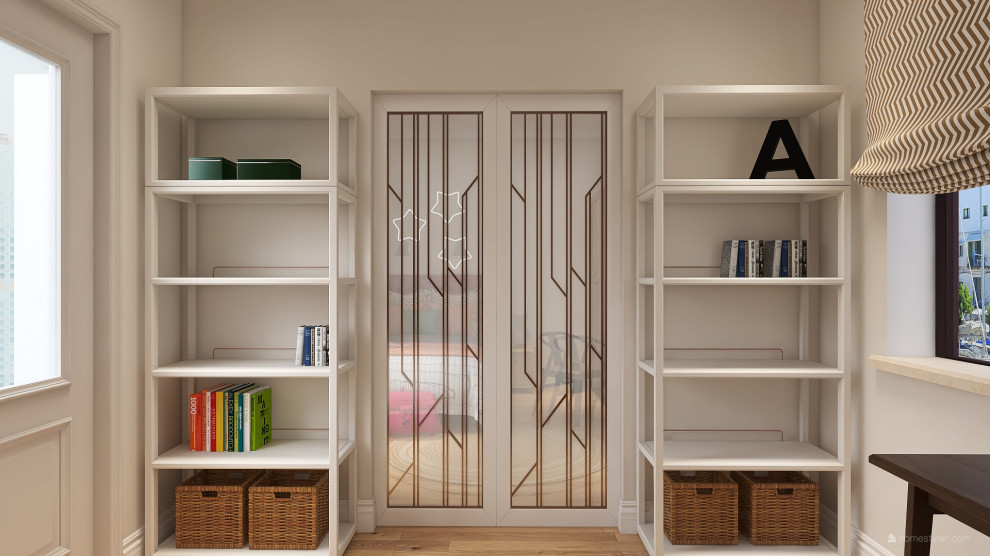 Смежные комнаты для мальчика и девочки, объединенные парадными дверьми