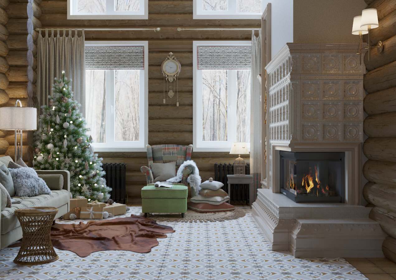 Дом  в Подмосковье, гостиная