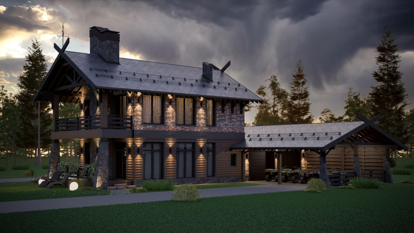 Обложка проекта: Дом с парилкой в стиле Шале