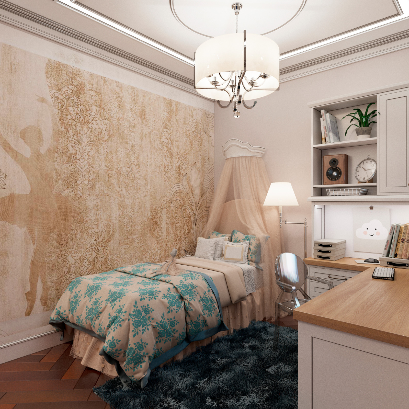 Комната для девочки в классическом стиле