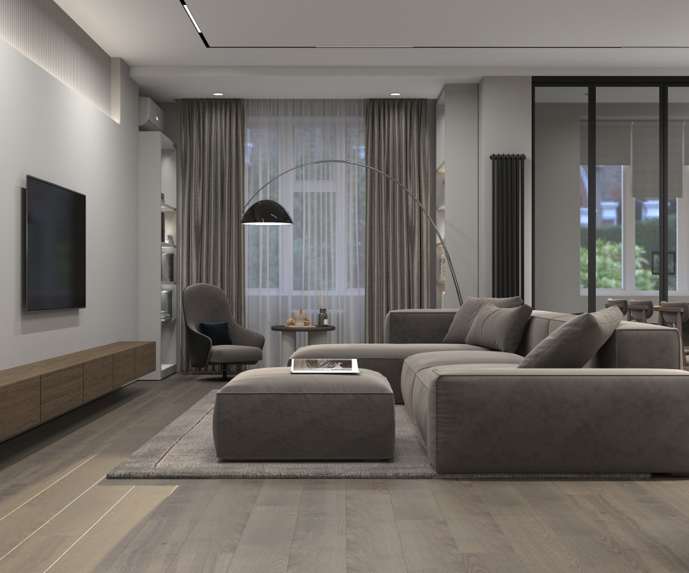 Квартира для современной семейгой пары. Холл и кухня-гостиная.