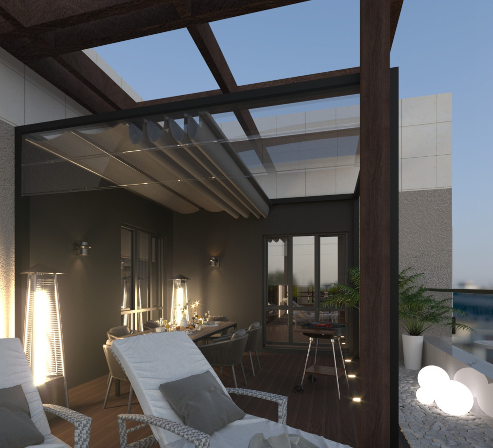 Открытые террасы на последнем этаже