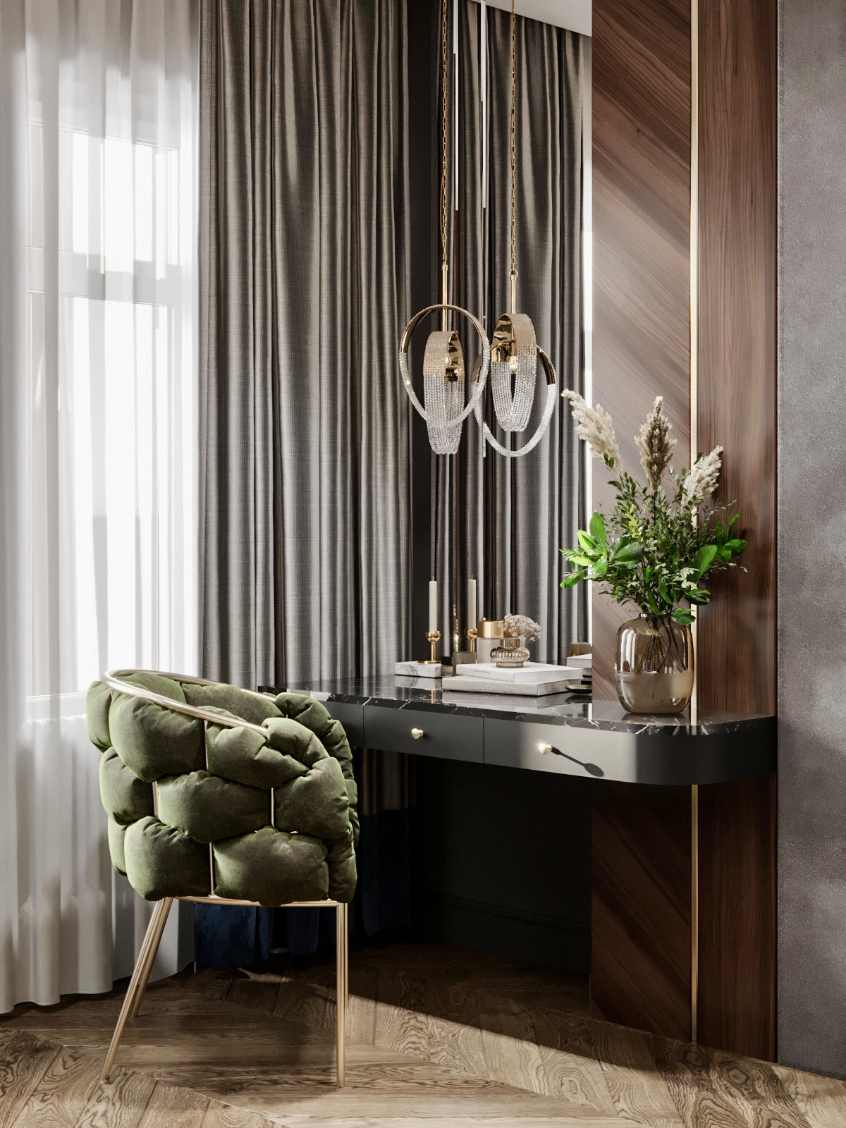 Потрясающий темный интерьер таунхауса