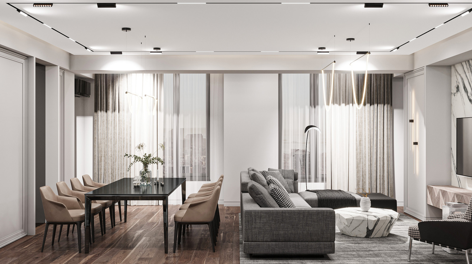 Гостиная со столовой