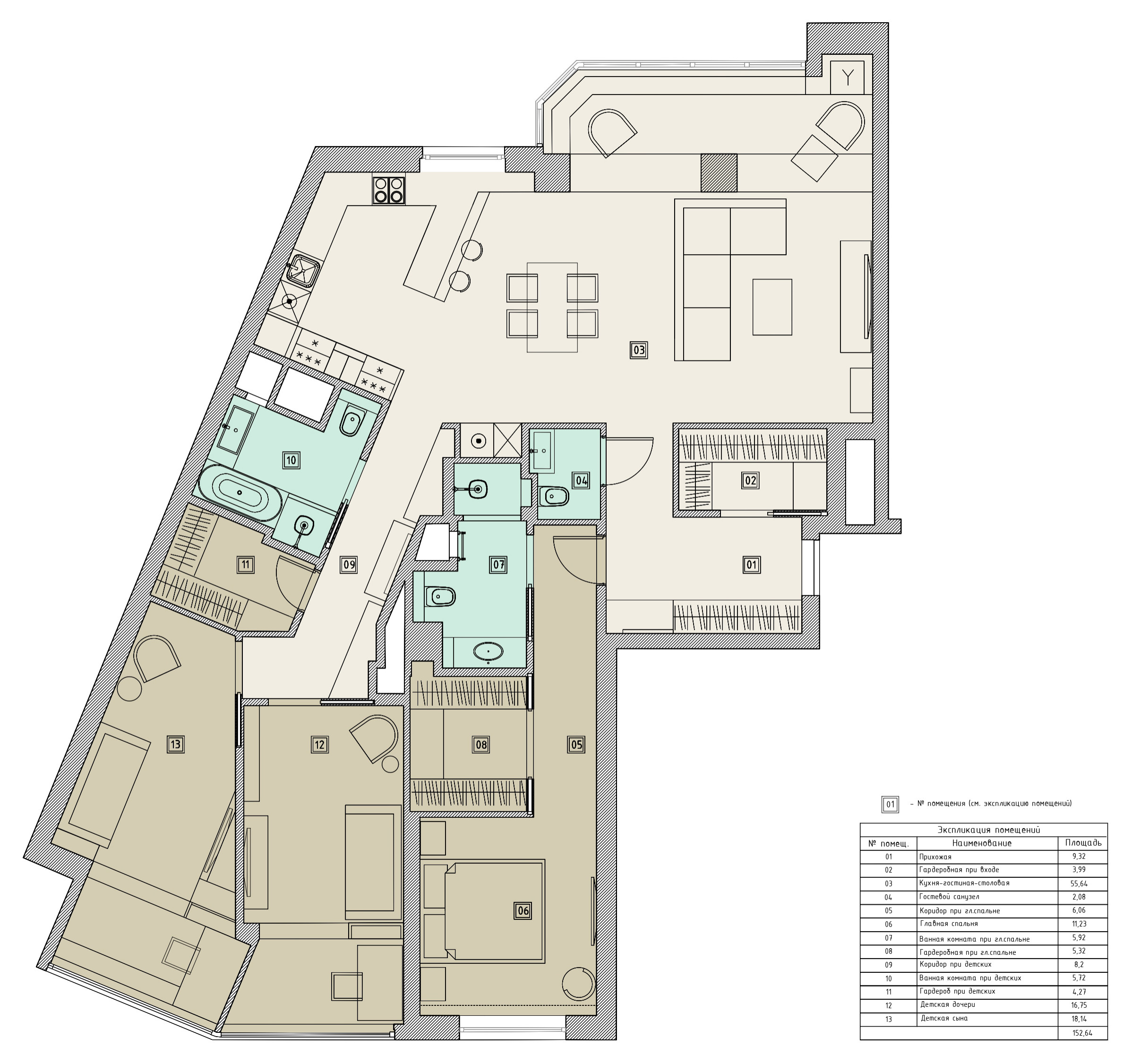 Поиск планировки: Семейная квартира хитрой формы [4 варианта]