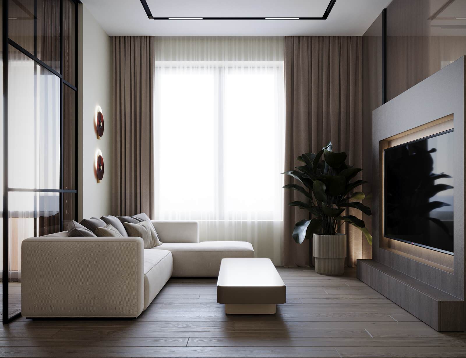 Визуализация кухни-гостиной в жк  Амур-Сити