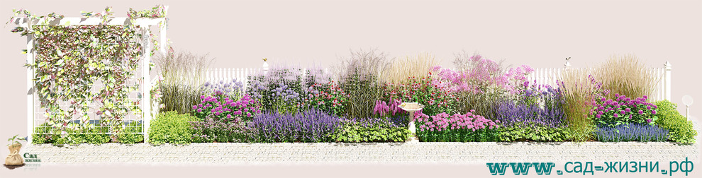 Цветник "В розовых облаках".