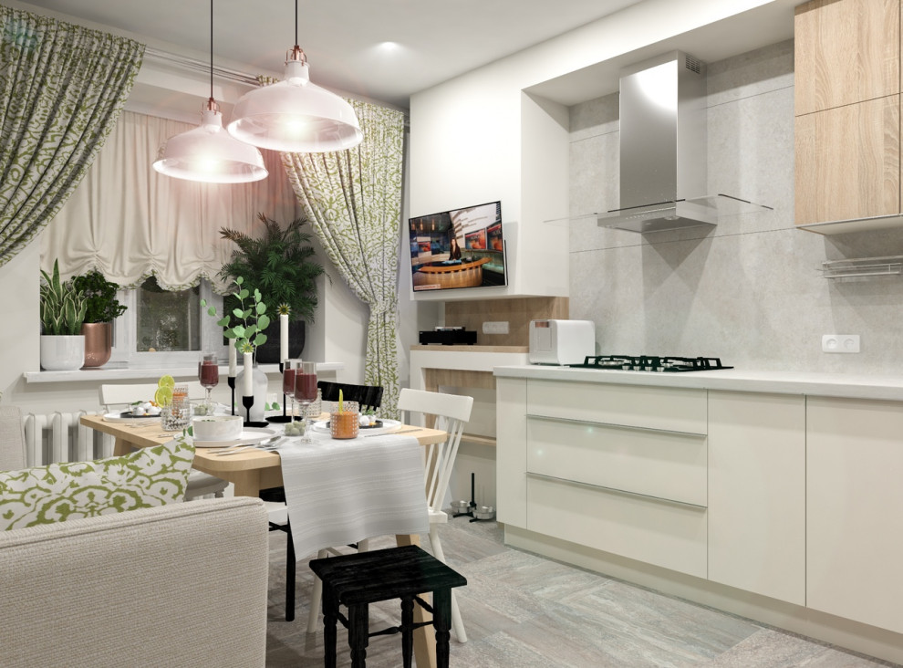 Очаровательная кухня-столовая.