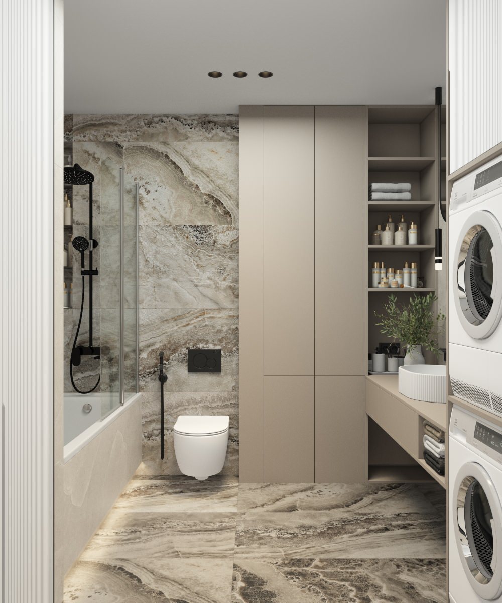 Интерьер ванной комнаты, дизайнер Наталья Шевлякова