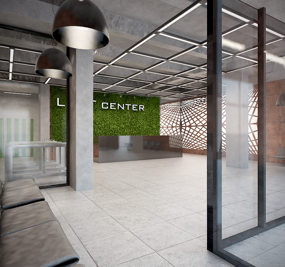 Обложка проекта: Бизнес-центр на "Трехгорке". Loft centr. Вестибюль. Альтернативный вариант.