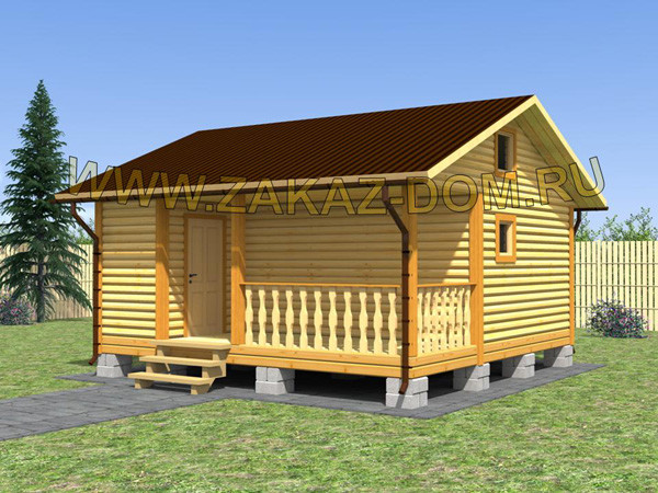 Обложка проекта: Баня из профилированного бруса (6х6 м) - Проект № Б-20