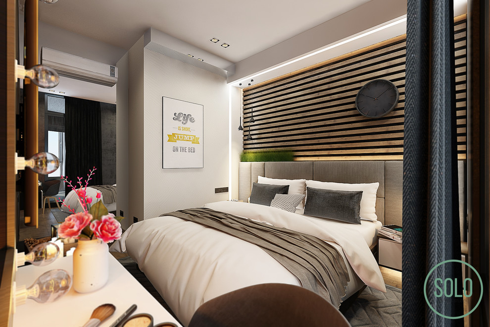 Modern Interior with loft elements for young couple