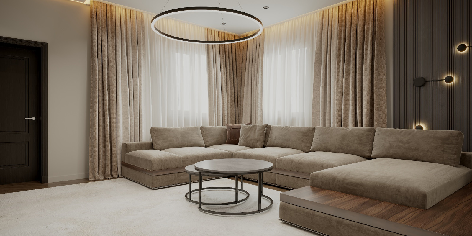 Обложка проекта: Дизайн проект частного дома. Гостиная 28 кв.м