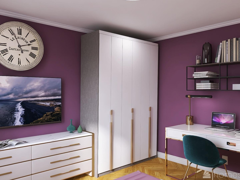 Обложка проекта: Спальная комната «мистическая» с рабочим местом