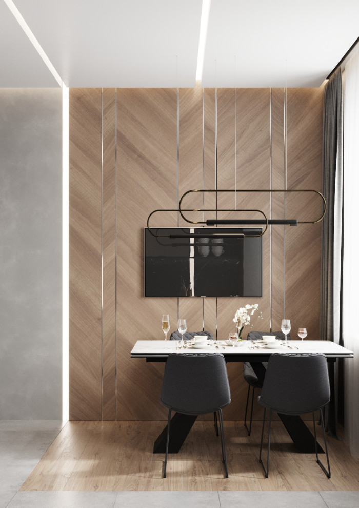 Кухня с герметичными панелями и натуральным мрамором