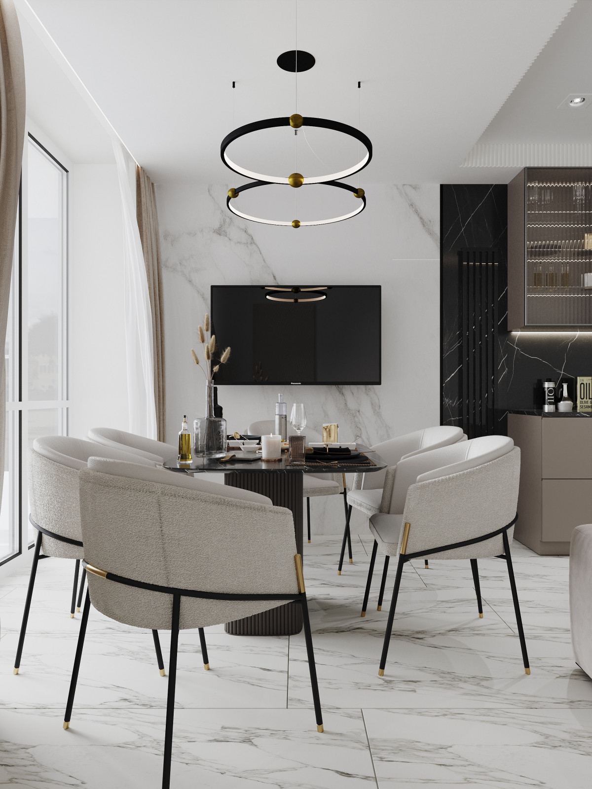 Кухня-гостиная в однокомнатной квартире в ЖК "FoRest"