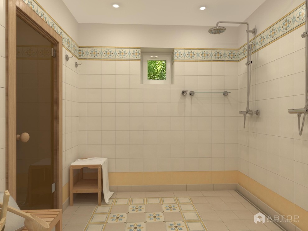 Одноэтажный загородный дом с баней