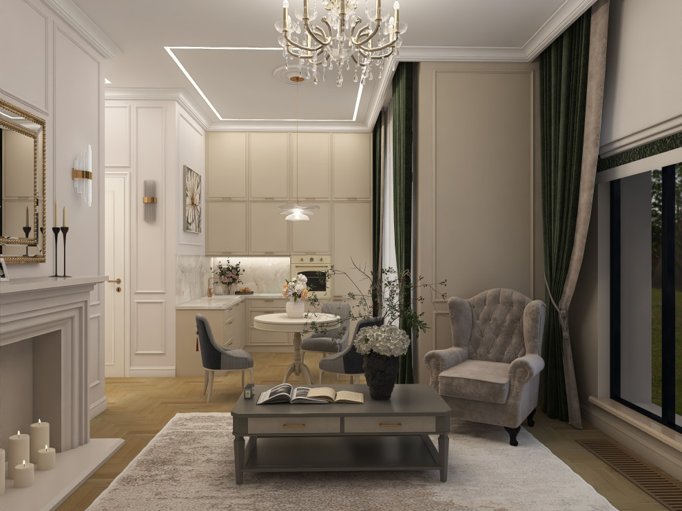 Проект кухни-гостиной в стиле "Неоклассика"