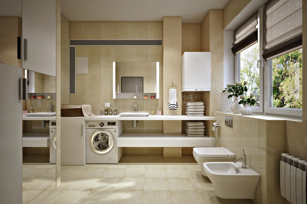 Обложка проекта: Дизайн хозкомнаты (постирочной) совмещенной с гостевым санузлом в коттедже