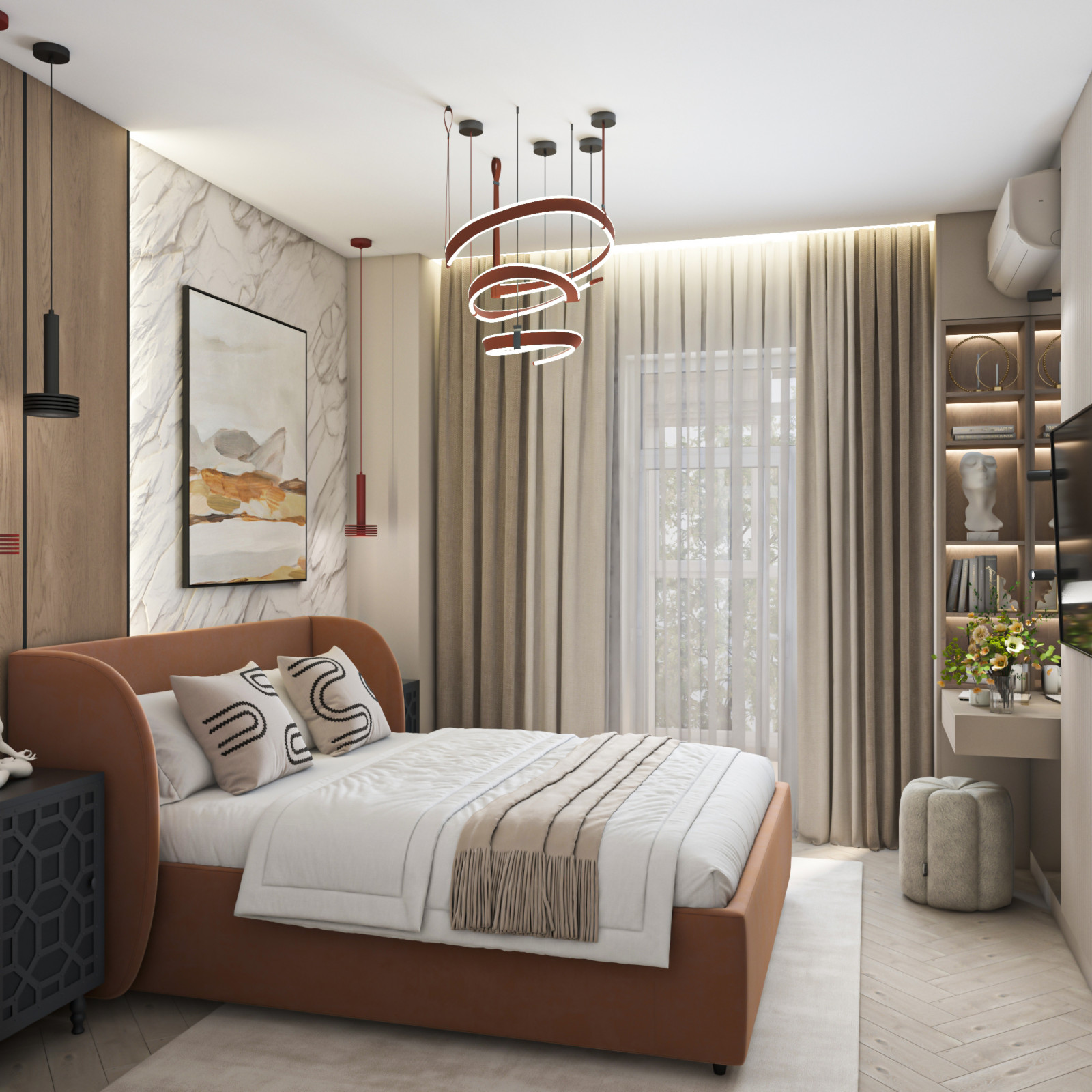 Дизайн двухкомнатной квартиры 65кв.м в центе города для молодой девушки.