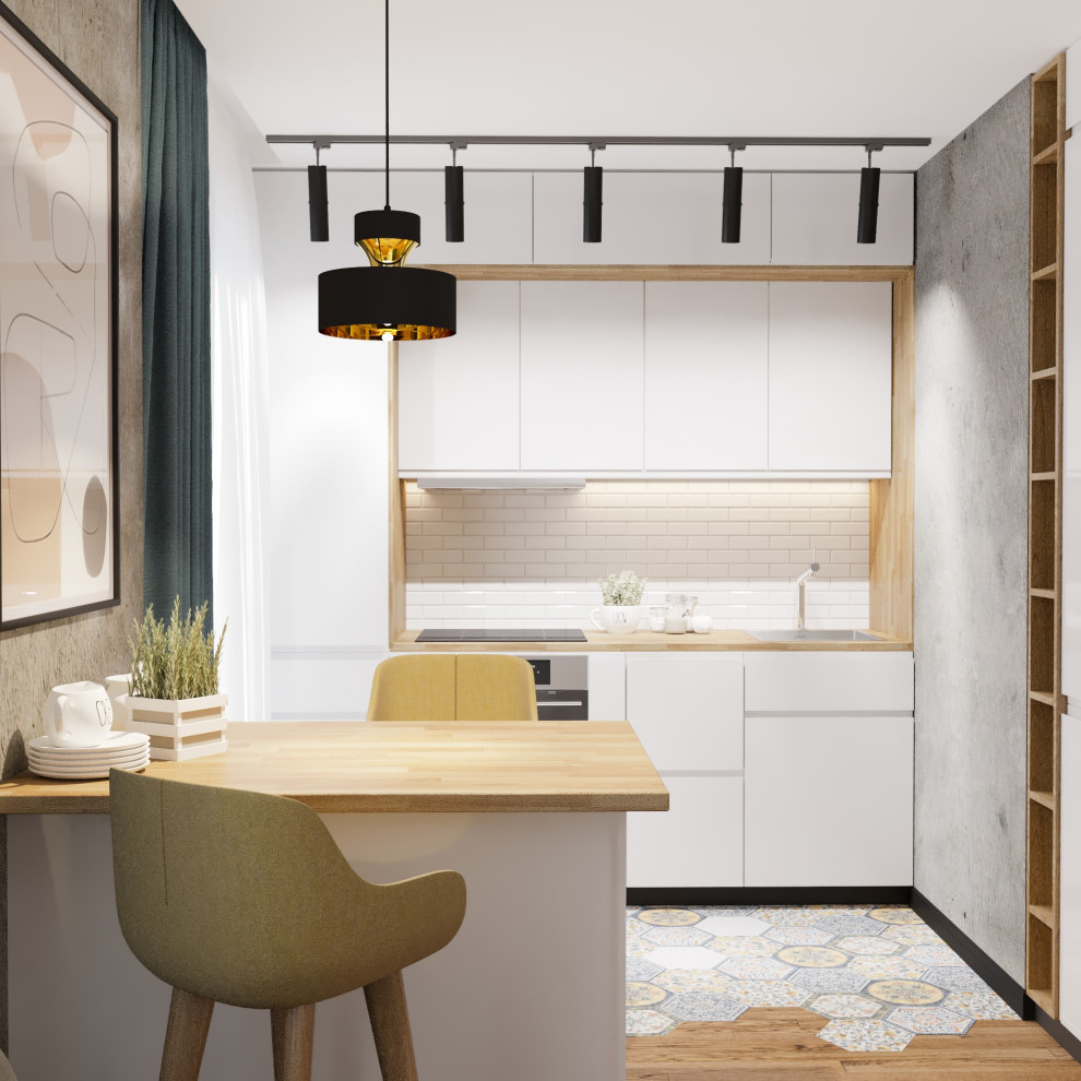 Визуализация проекта кухни-гостиной.