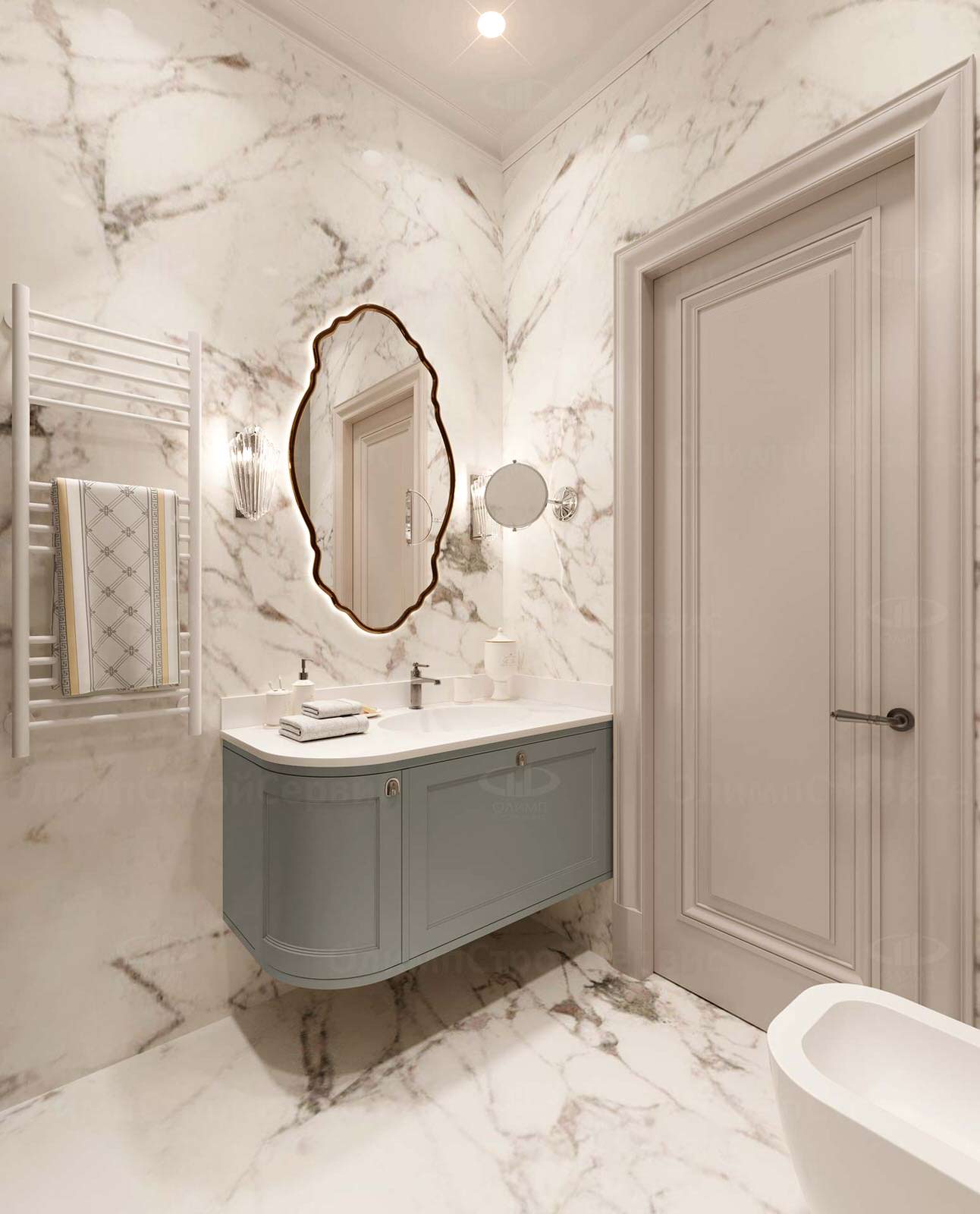 ЖК Врубеля, 4: дизайн интерьера евродвушки 60 кв.м. в стиле «Неоклассика»