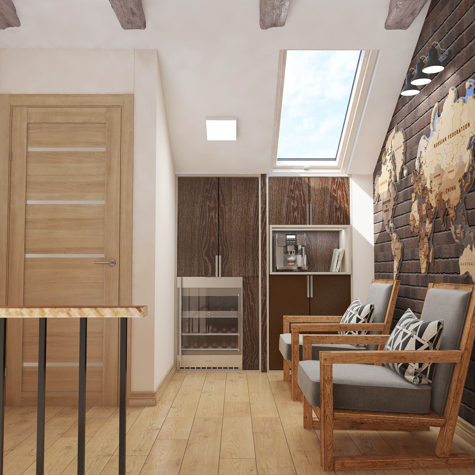 Проект двухуровневой квартиры  в стиле Лофт (135 кв м)