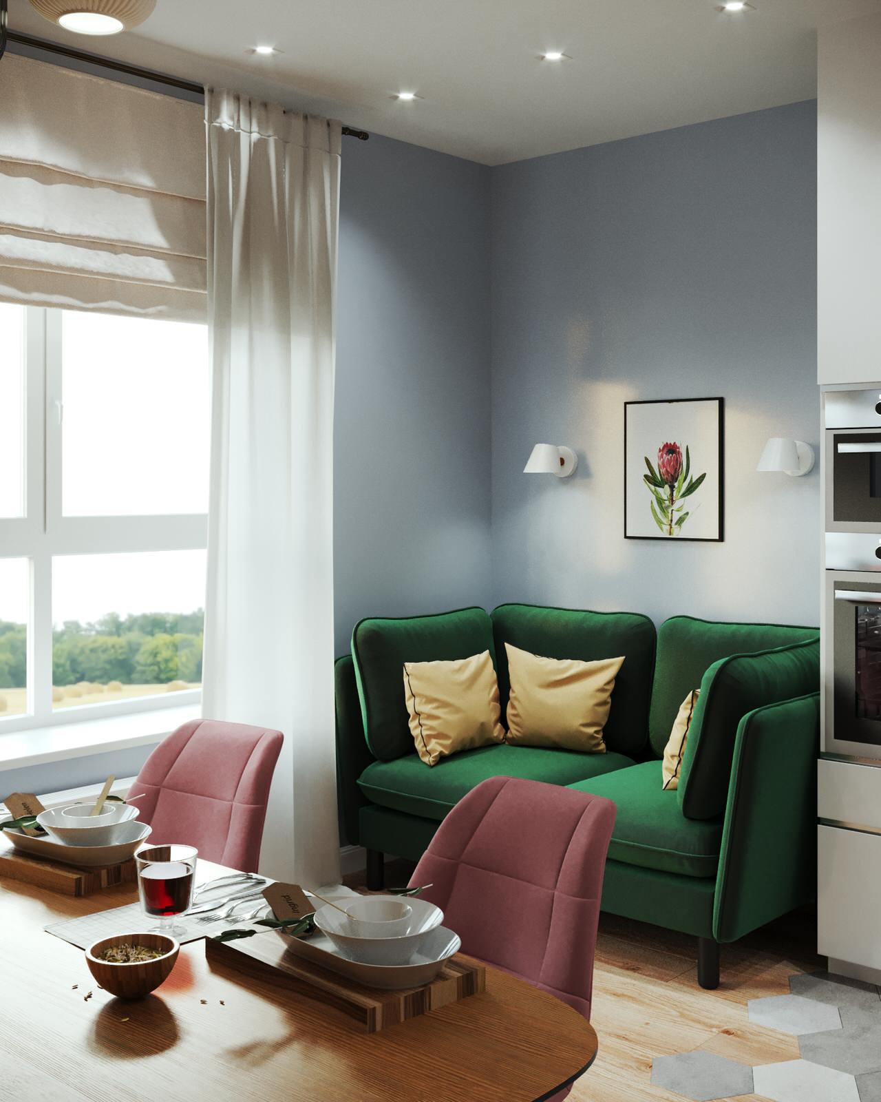 Проект интерьера двухкомнатной квартиры в стиле сканди