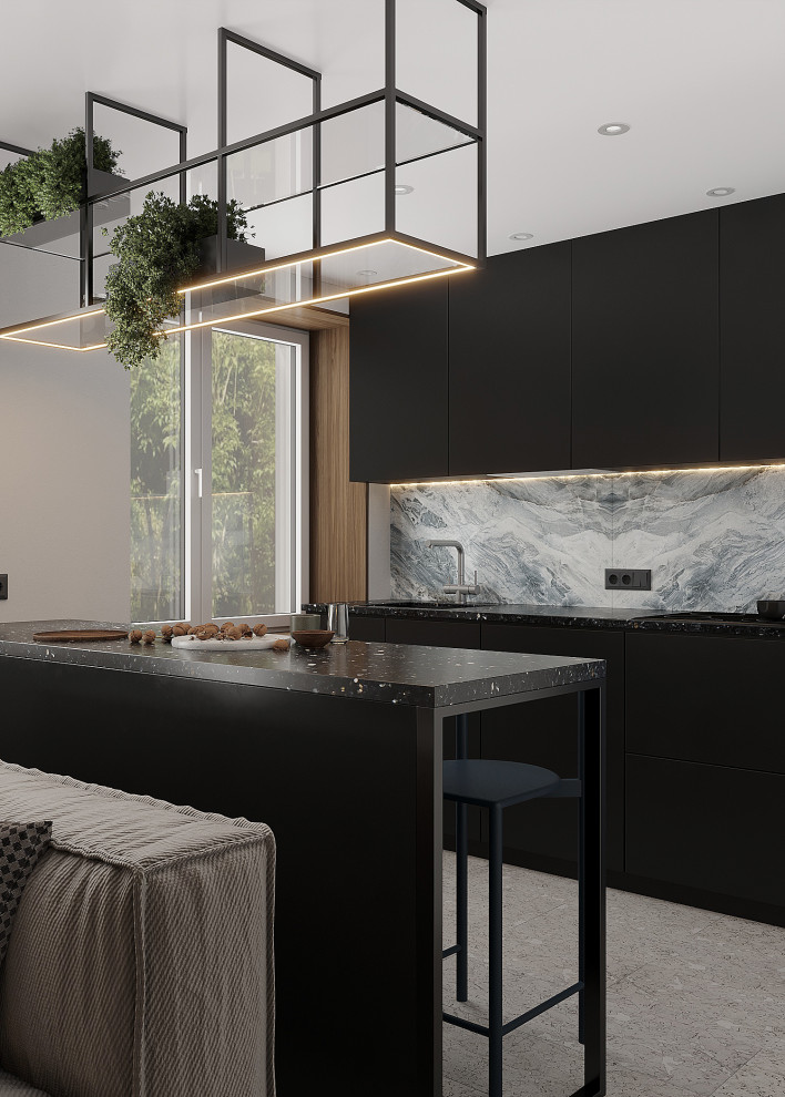 Минималистичная квартира с тёмной спальней