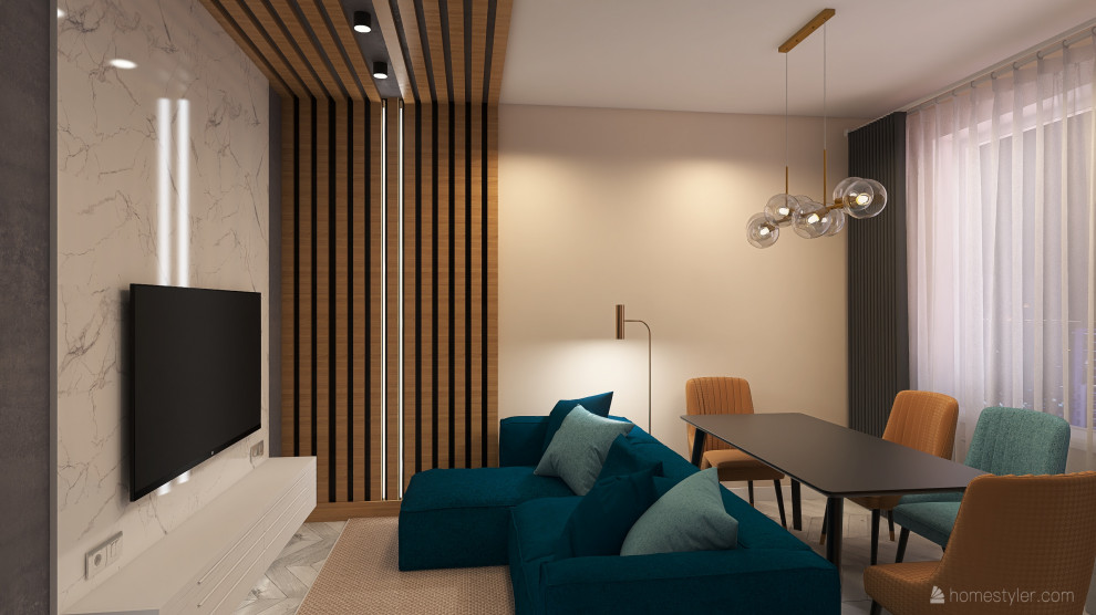 Обложка проекта: Дизайн-проект квартиры 81 кв. м. "Морской бриз"