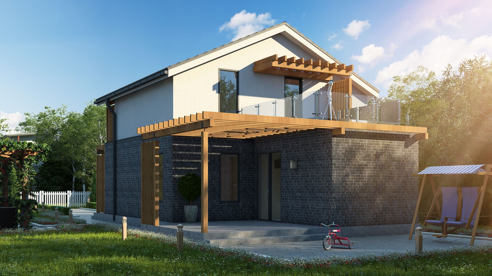 Обложка проекта: Уютный дом с мансардным этажом – 107,7 кв.м.