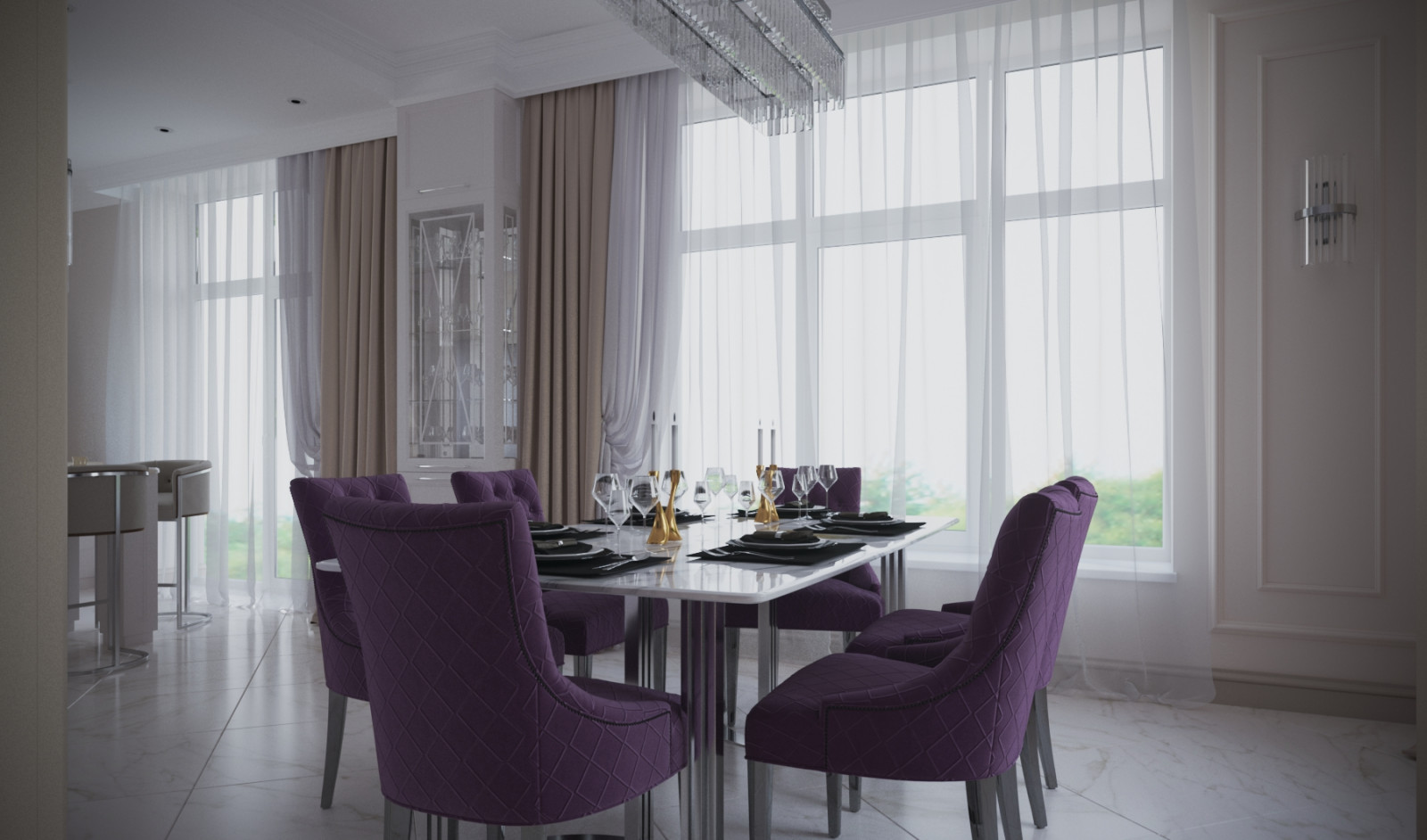 Дом 200 кв.м. _ Современная классика_ Кухня-столовая