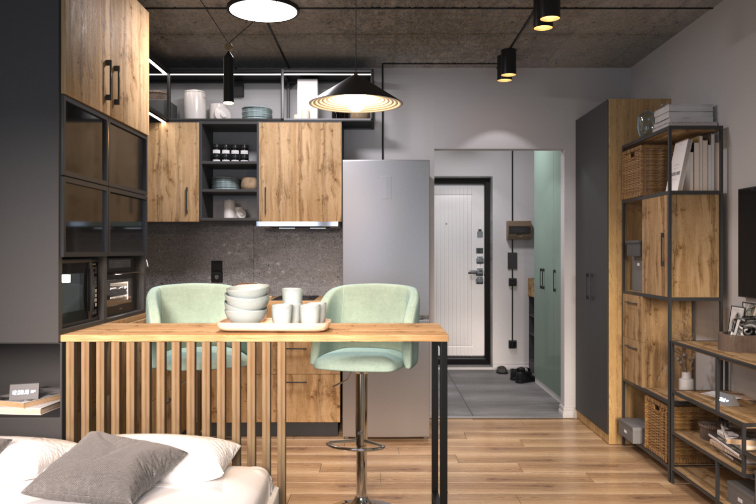 Дизайн-проект студии в стиле минимализм с элементами лофт