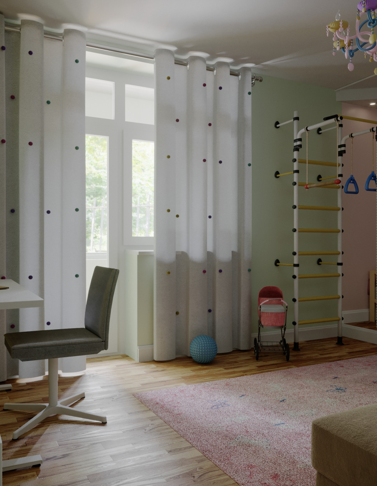 Обложка проекта: Редизайн.Детская комната 22.6 кв м.без замены потолка и пола