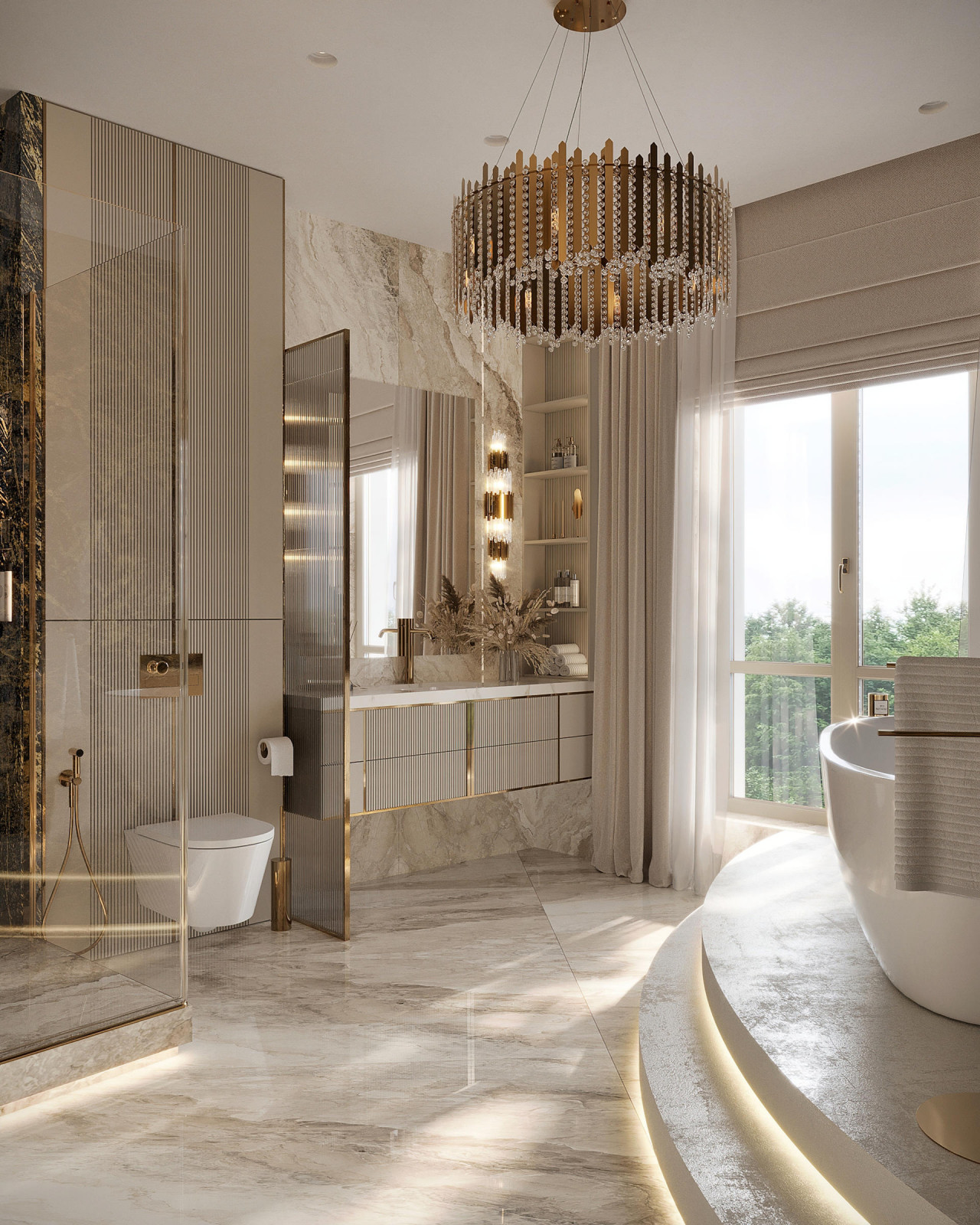 Роскошный дизайн квартиры в стиле современная классика в ЖК "Квартал Лахта парк"