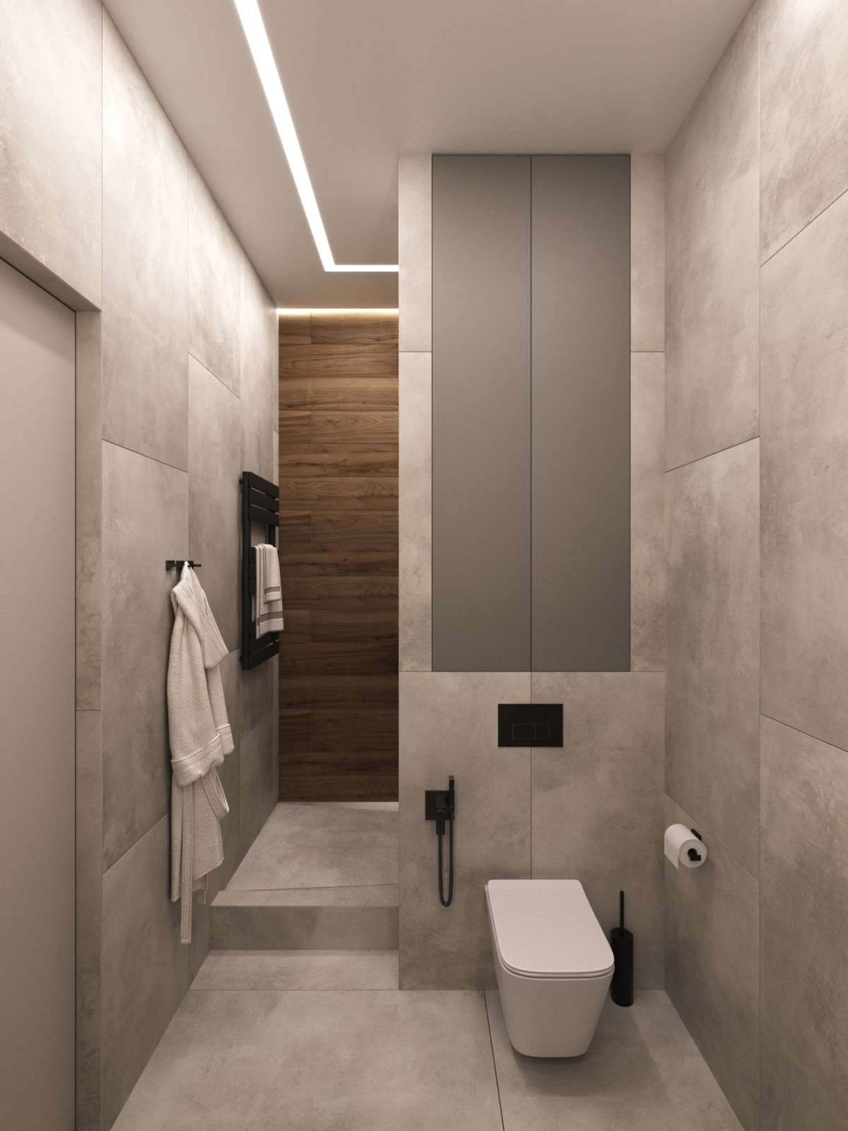 Дизайн интерьера квартиры 77 м2 с 2-мя санузлами и гардеробной