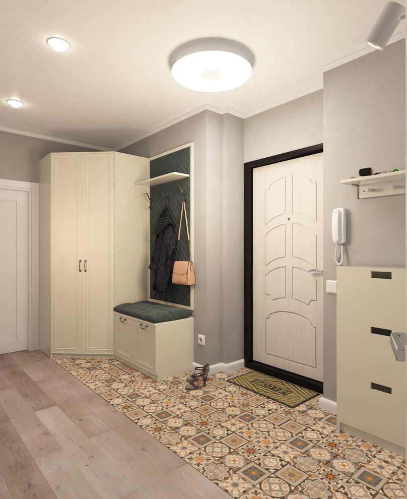 Дизайн прихожей и санузла в новостройке для молодой семьи