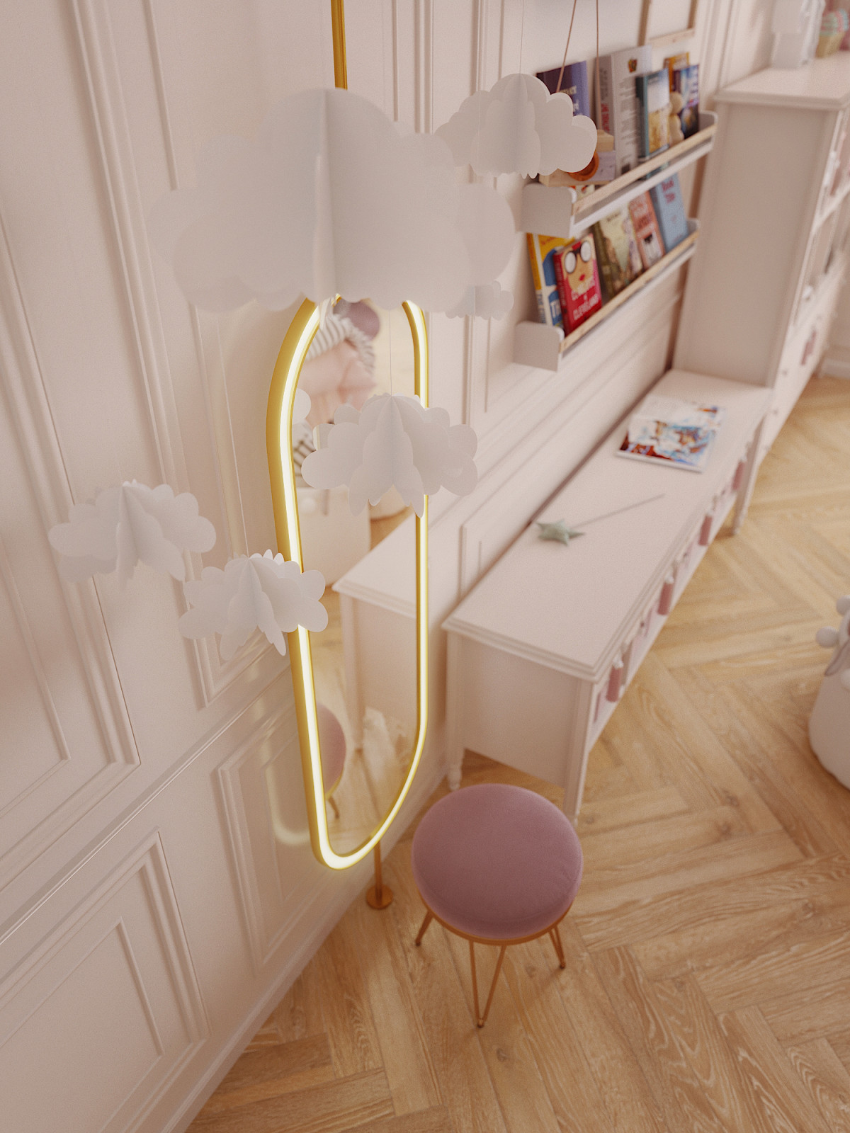 Дизайн-проект квартиры 120 кв.м.  Детская для девочки (старшая)