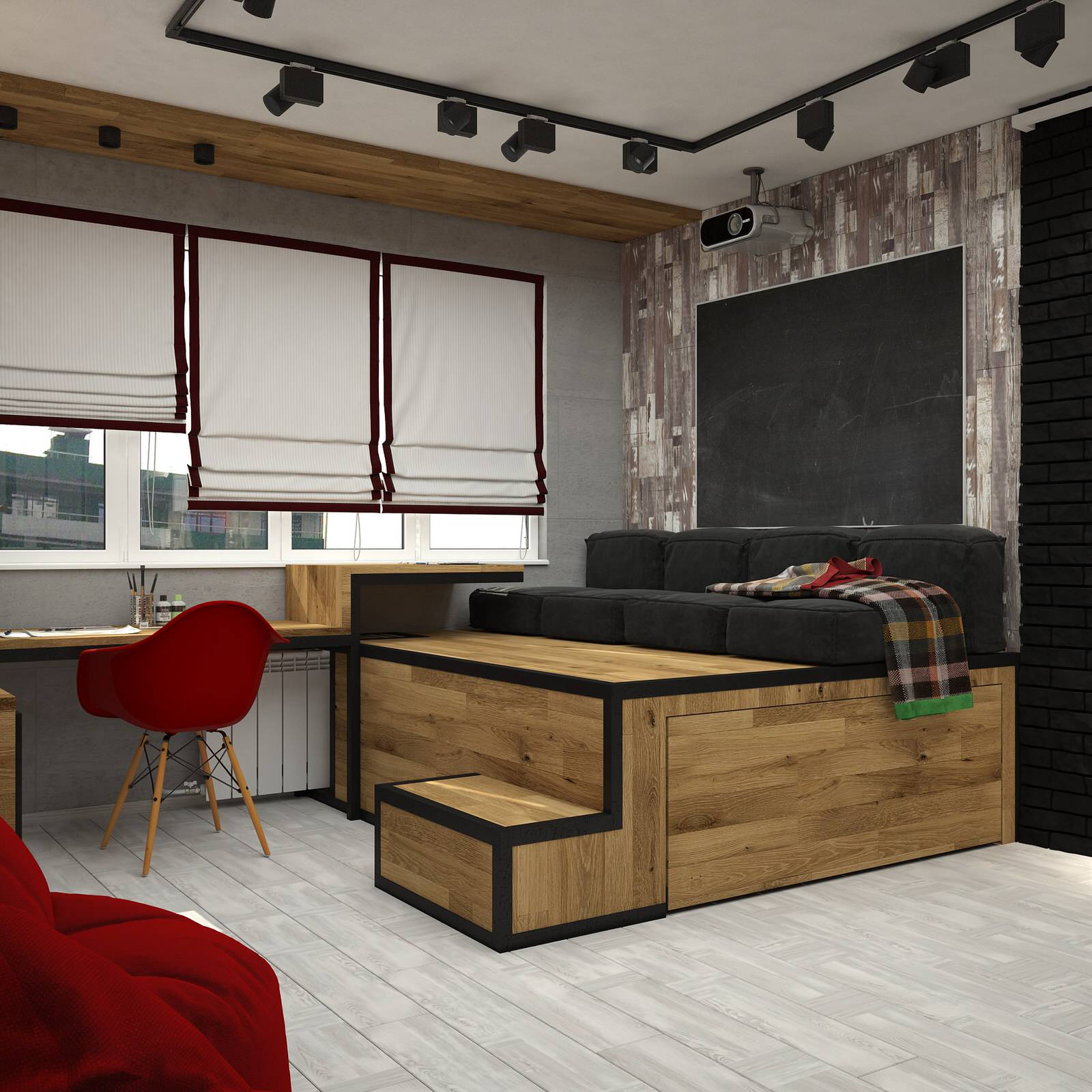 Детская комната, письменный стол и диван