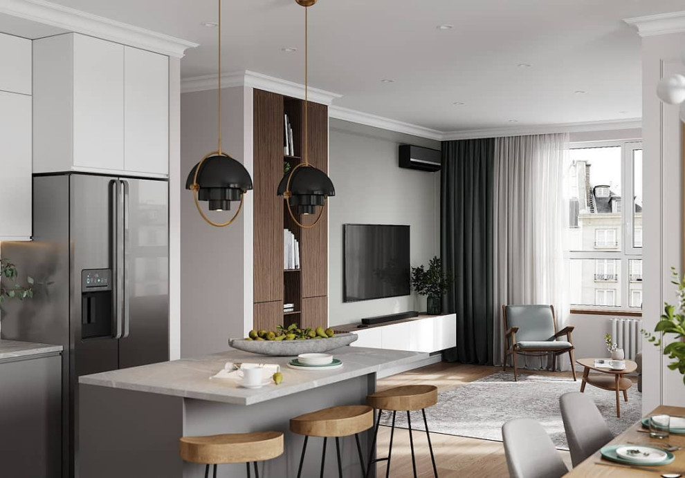 Проект кухни-гостиной 41 кв.м.