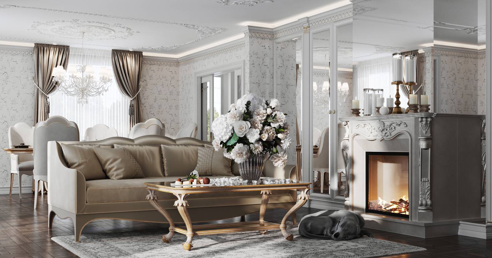 Интерьер гостиной в проекте виллы