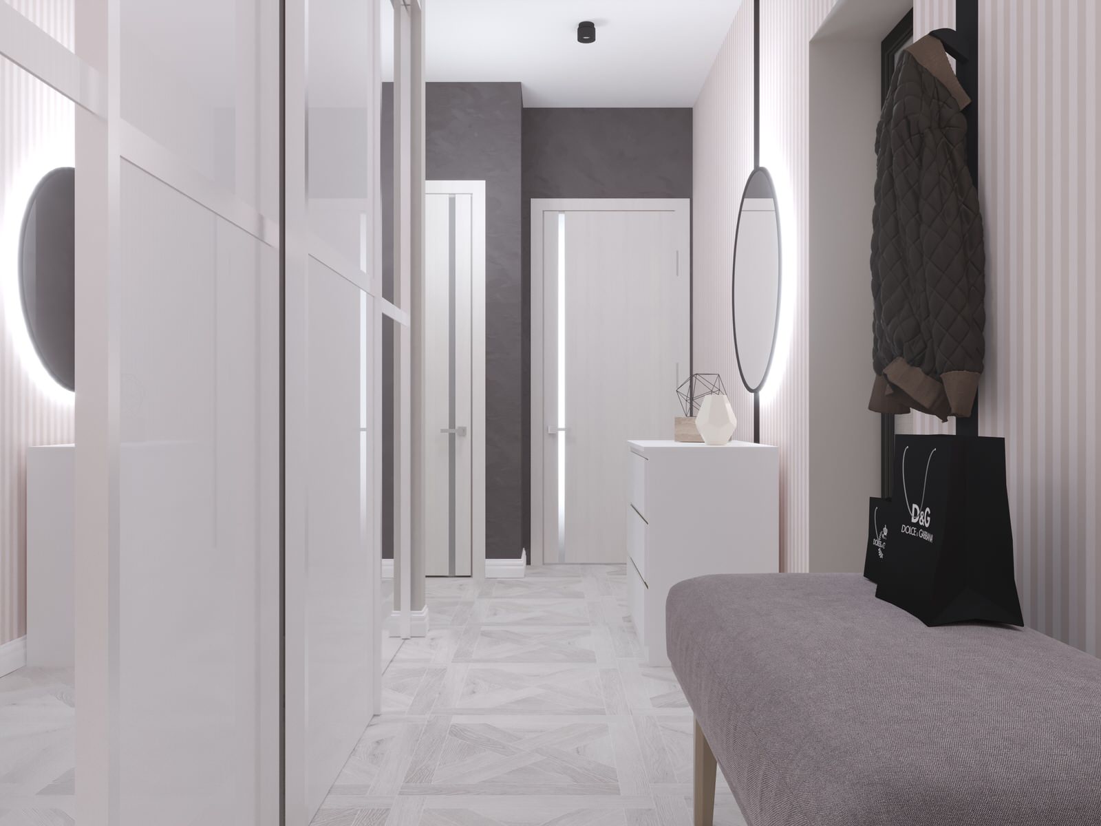 Прихожая в проекте 2-х комнатной квартиры для молодой семьи