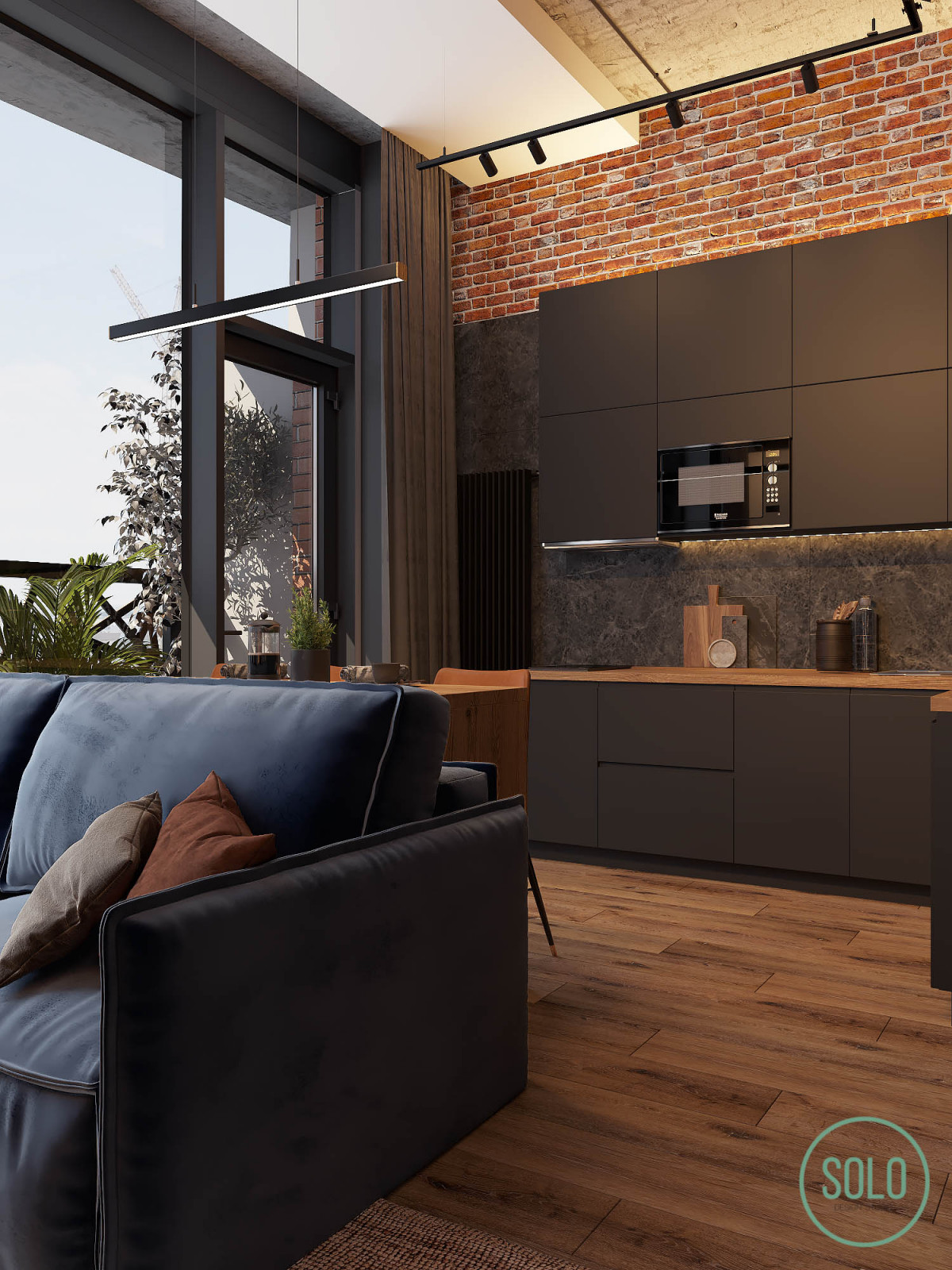 Лофт со спальней на втором уровне