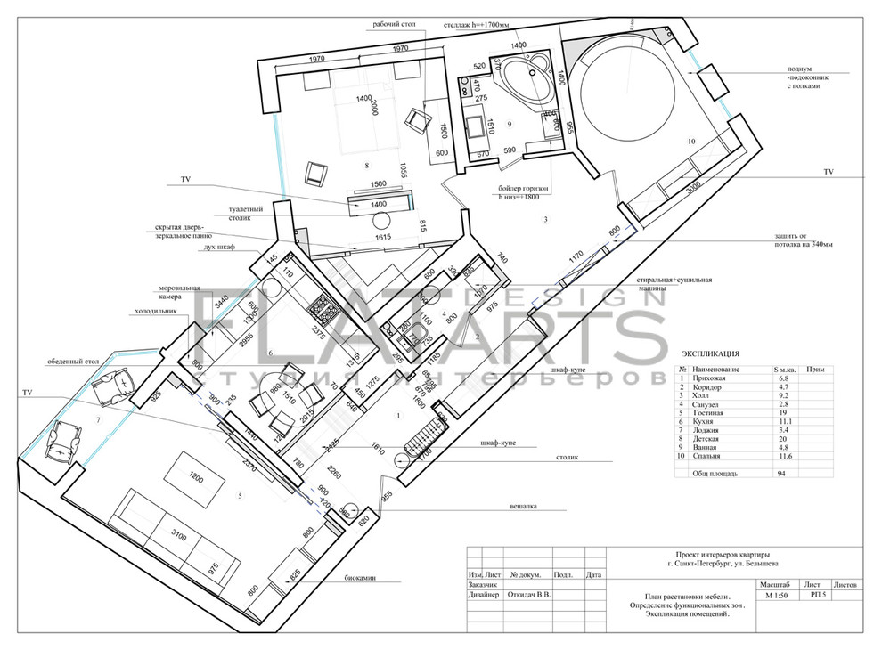 Дизайн 3-ной квартиры в стиле арт деко