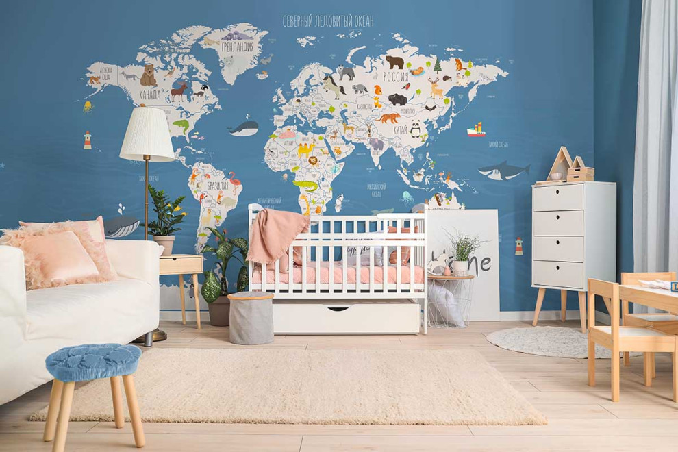 Фотообои Карта мира океания синяя